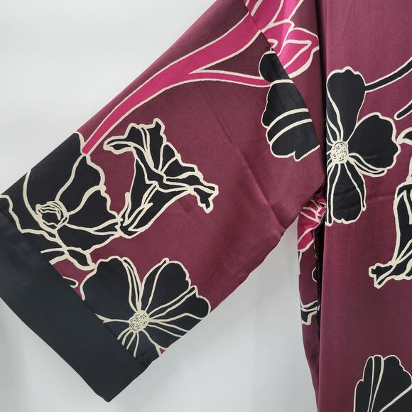 Chicos Travelers Kimono Jacket L/XL Deep Chianti Purple Floral Open Front NWT - Picture 12 of 16